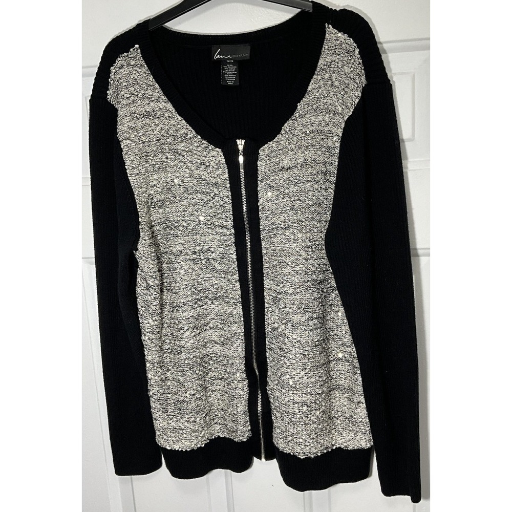 Lane Bryant Black Long Sleeve Full Zip Cardigan/Sweater Stretchy Women's 22/24